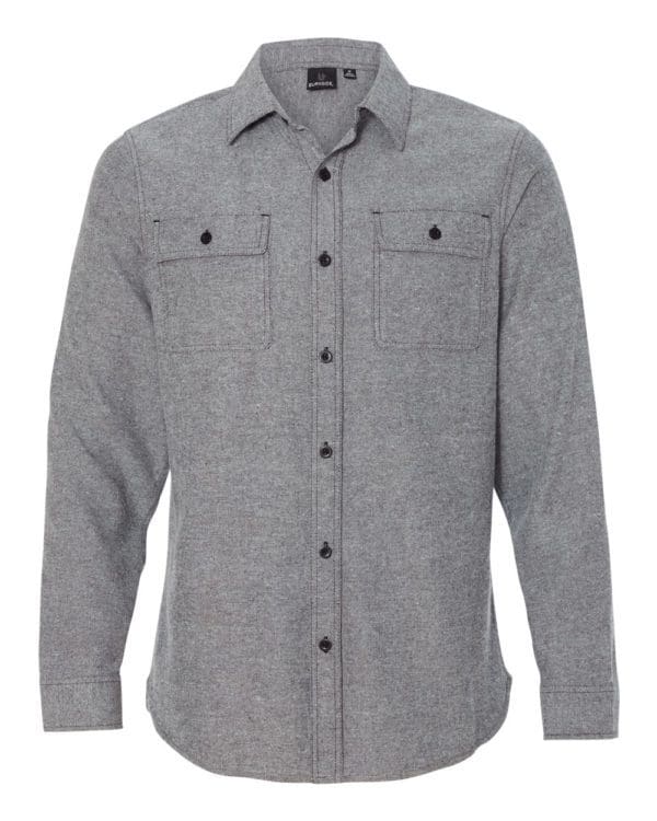 Front view of the Get The F Outside health grey flannel with contrast stitching