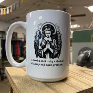 JESUS-BACK RUB, WHISKEY, GREAT SEX CERAMIC MUG